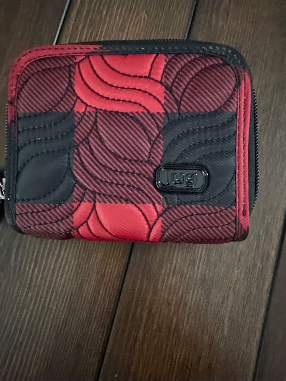 Lug Splits Red & Black Plaid RFID Wallet – Zip Around ID Card Holder